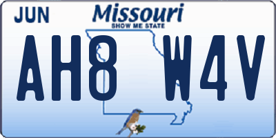 MO license plate AH8W4V