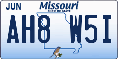 MO license plate AH8W5I