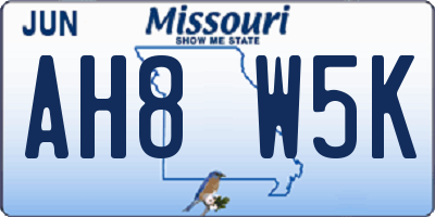 MO license plate AH8W5K