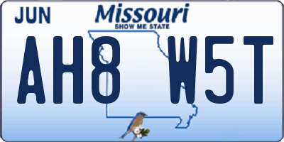 MO license plate AH8W5T