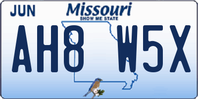 MO license plate AH8W5X