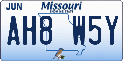 MO license plate AH8W5Y