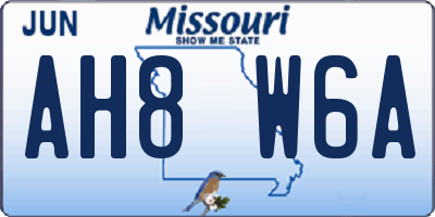 MO license plate AH8W6A