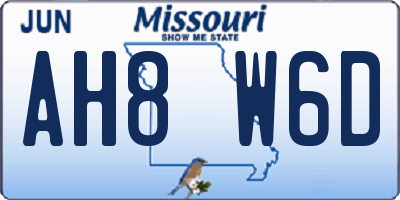 MO license plate AH8W6D