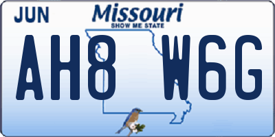 MO license plate AH8W6G