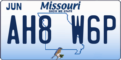 MO license plate AH8W6P