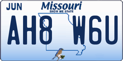 MO license plate AH8W6U