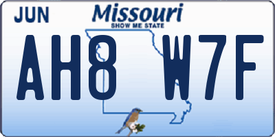 MO license plate AH8W7F