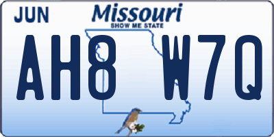 MO license plate AH8W7Q