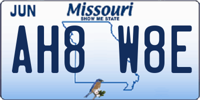 MO license plate AH8W8E