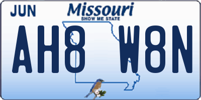 MO license plate AH8W8N