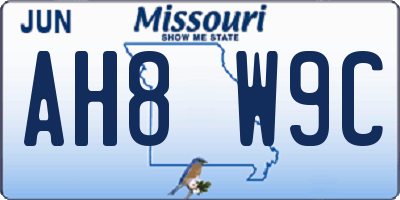 MO license plate AH8W9C