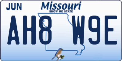 MO license plate AH8W9E