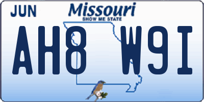 MO license plate AH8W9I