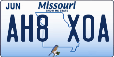 MO license plate AH8X0A