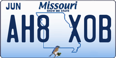 MO license plate AH8X0B
