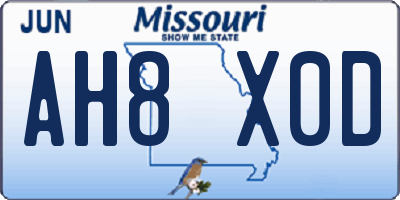 MO license plate AH8X0D