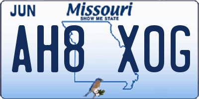 MO license plate AH8X0G