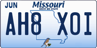 MO license plate AH8X0I