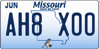 MO license plate AH8X0O