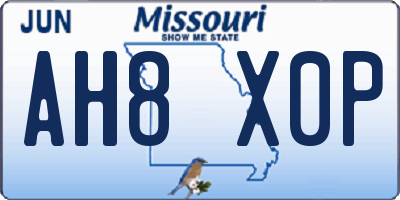 MO license plate AH8X0P