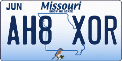 MO license plate AH8X0R