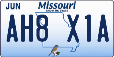 MO license plate AH8X1A