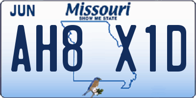MO license plate AH8X1D