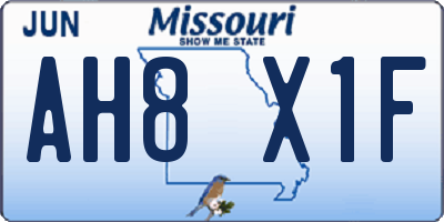 MO license plate AH8X1F