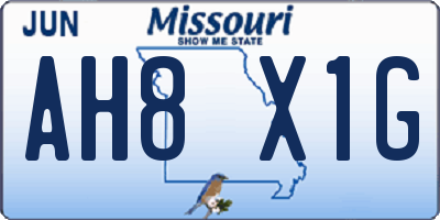 MO license plate AH8X1G