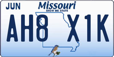 MO license plate AH8X1K