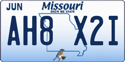 MO license plate AH8X2I