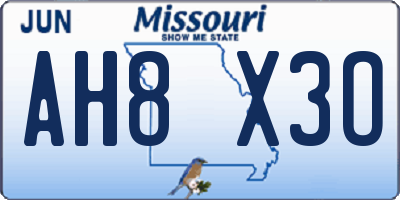 MO license plate AH8X3O