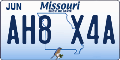 MO license plate AH8X4A