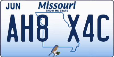 MO license plate AH8X4C