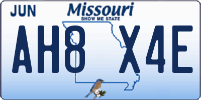 MO license plate AH8X4E