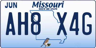 MO license plate AH8X4G