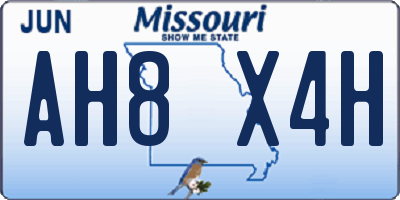 MO license plate AH8X4H