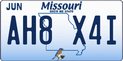 MO license plate AH8X4I