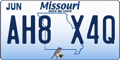MO license plate AH8X4Q