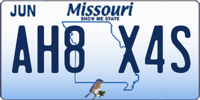 MO license plate AH8X4S