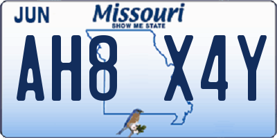 MO license plate AH8X4Y