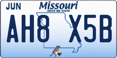 MO license plate AH8X5B