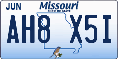 MO license plate AH8X5I