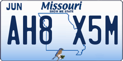 MO license plate AH8X5M