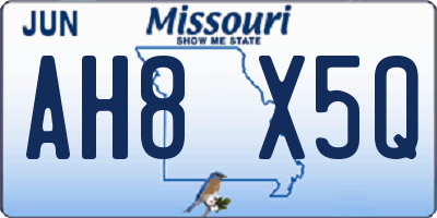 MO license plate AH8X5Q