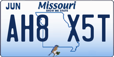 MO license plate AH8X5T