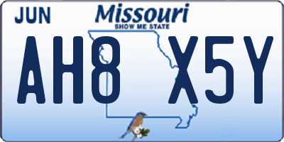 MO license plate AH8X5Y