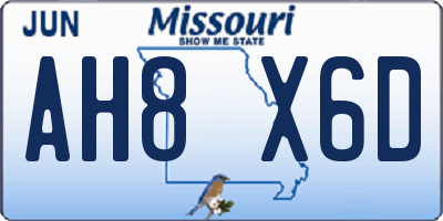 MO license plate AH8X6D