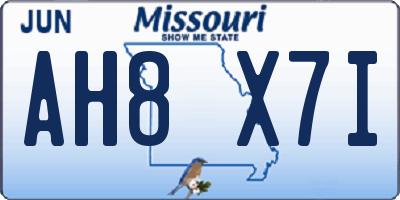MO license plate AH8X7I